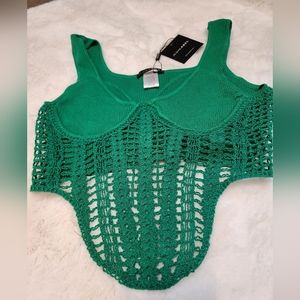 Green Stop And Stare Crochet Top - L